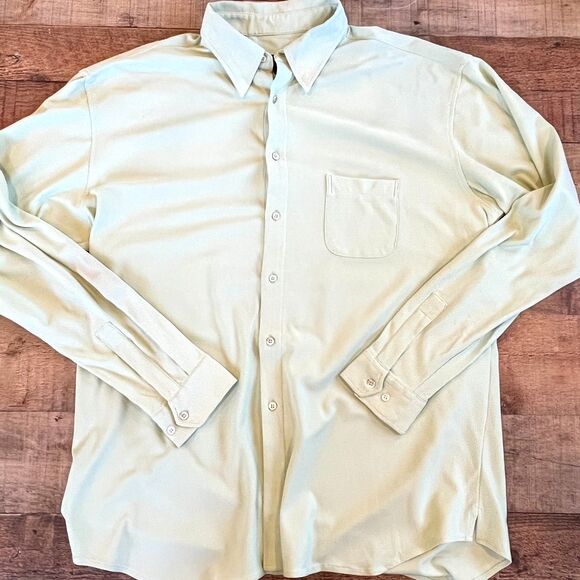 Ted Baker London Light Green Button Front Shirt Mens XL Ted/5 Nylon Blend Active - Picture 7 of 8